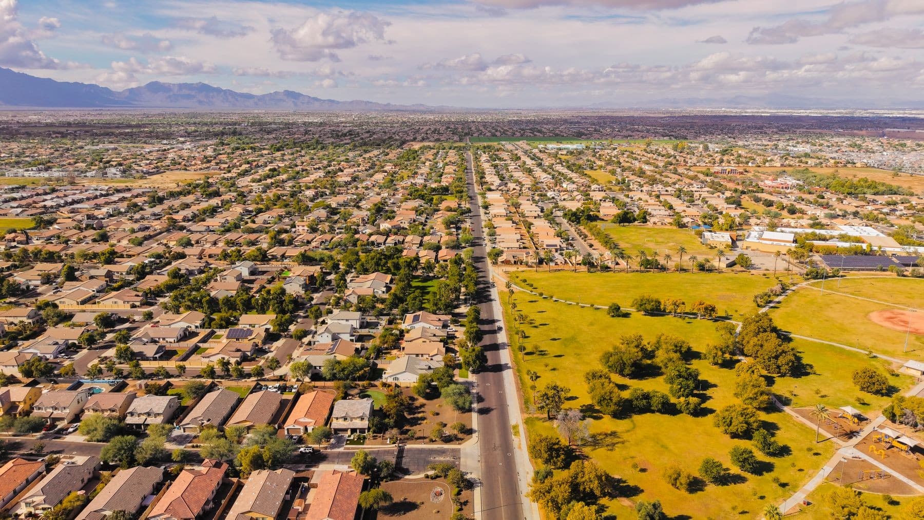 Aerial view of an Arizona residential neighborhood